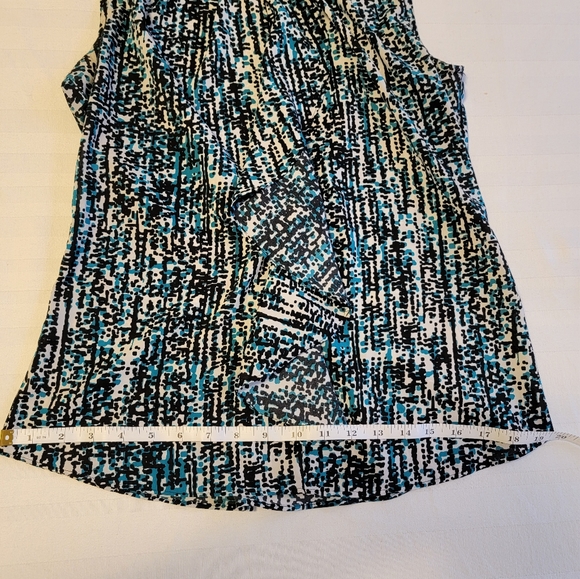 Covington Sleeveless Blouse with Ruffle, Blue Black and White Print, Size M - Picture 8 of 8